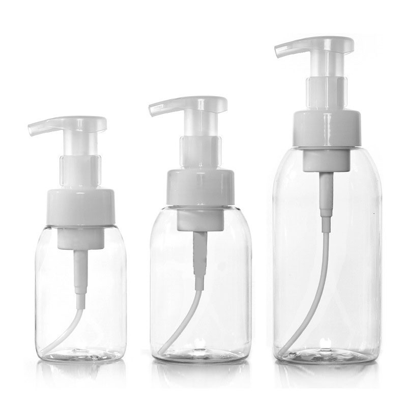 PET round-shoulder foam bottles, 200ml, 300ml, large capacity 500ml, mousse foaming bottles, shower gel dispensers.