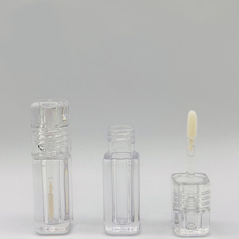 5ml lip gloss/lip mud transparent lip tint tube, cylindrical lip oil, plastic empty tube with large brush