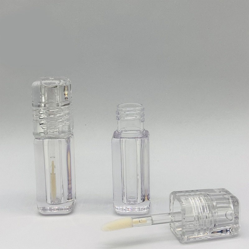 5ml lip gloss/lip mud transparent lip tint tube, cylindrical lip oil, plastic empty tube with large brush