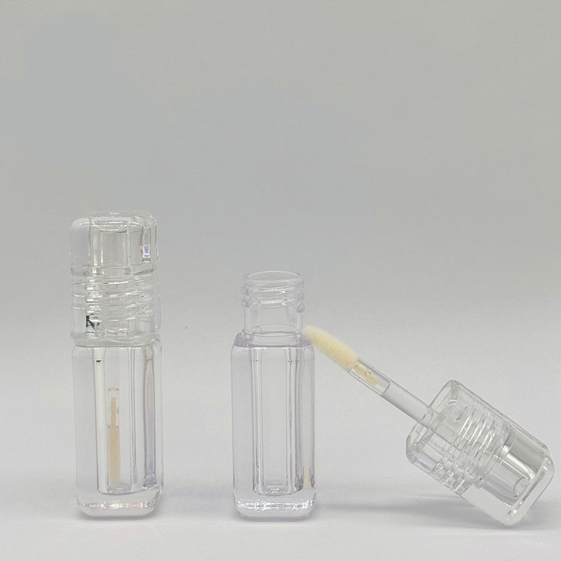 5ml lip gloss/lip mud transparent lip tint tube, cylindrical lip oil, plastic empty tube with large brush
