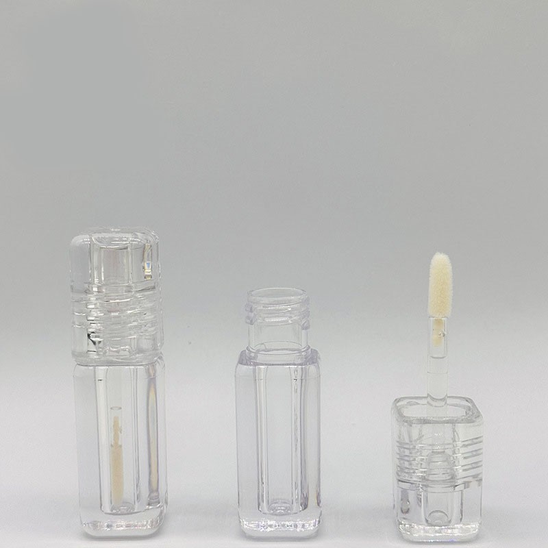 5ml lip gloss/lip mud transparent lip tint tube, cylindrical lip oil, plastic empty tube with large brush