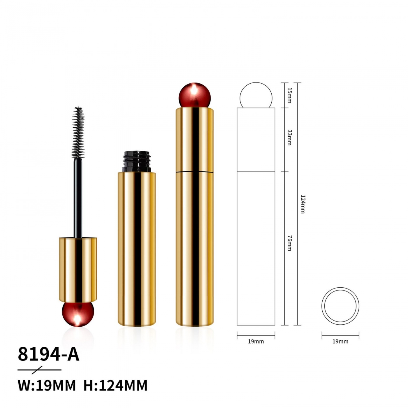 New round tube eyelash tube with replaceable top and eyelash bottle