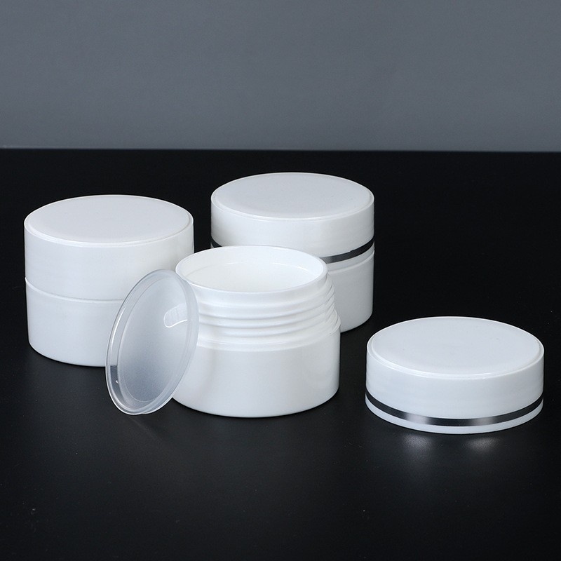 PP double-layer cream jar, 30g cream container with silver trim