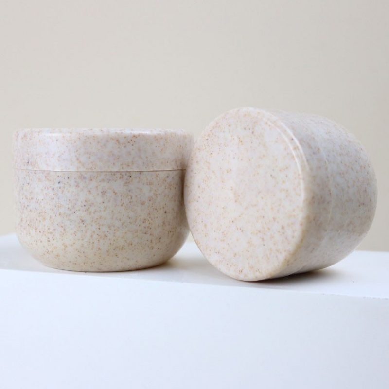 Wheat Straw Environmental Material Degradable Cream Bottle Injection Cream Jar Round Bottom Mask Bottle Cosmetic Packaging Jar