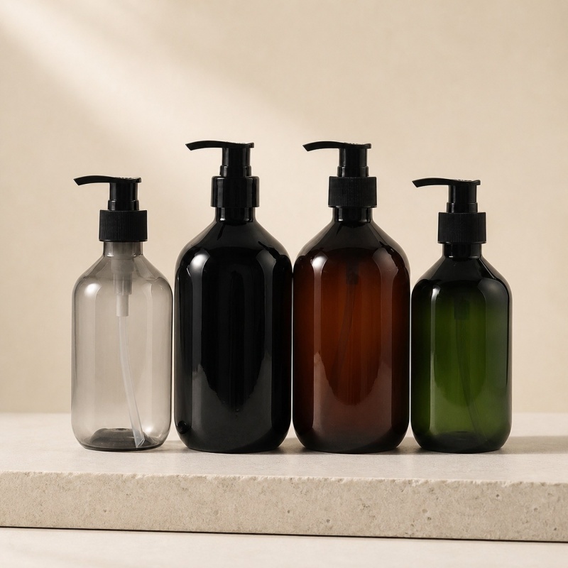 PET Amber Luxury Plastic Boston Shampoo Bottle 100ml 150ml 200ml 300ml 400ml 500ml Packaging Custom Body Lotion Pump Bottle