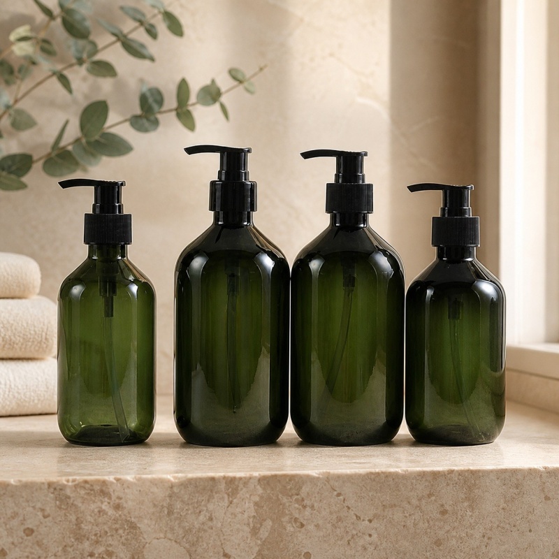 PET Amber Luxury Plastic Boston Shampoo Bottle 100ml 150ml 200ml 300ml 400ml 500ml Packaging Custom Body Lotion Pump Bottle