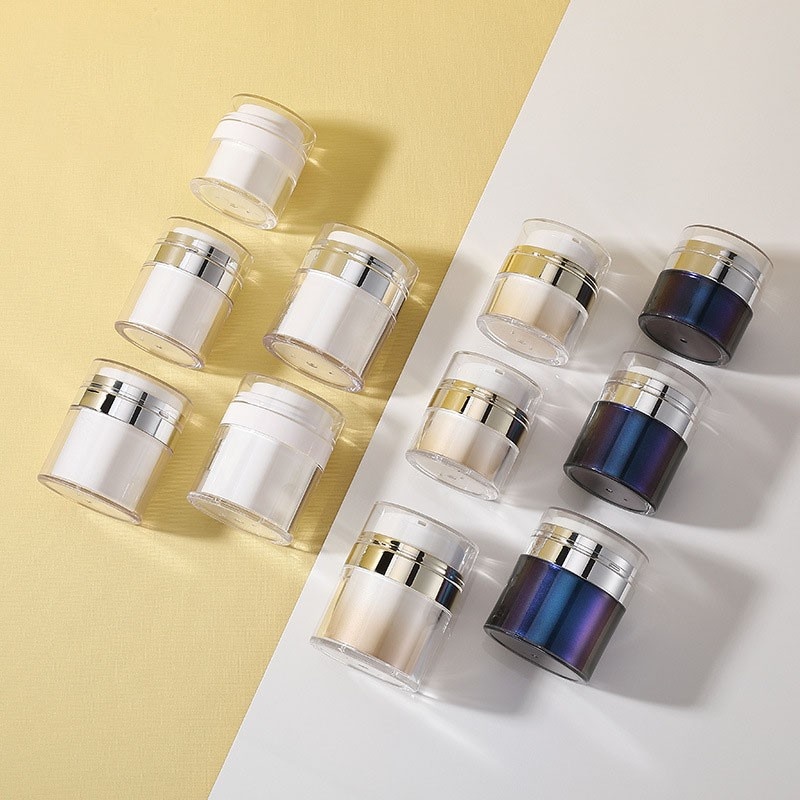 15/30/50/100g Press-type Vacuum Cream Bottle, Electroplated Eye Cream/Face Cream Bottle, Vacuum Dispensing Bottle, Lotion Bottle