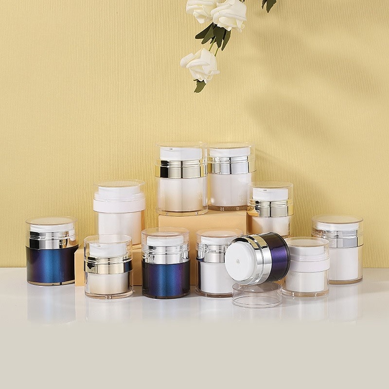 15/30/50/100g Press-type Vacuum Cream Bottle, Electroplated Eye Cream/Face Cream Bottle, Vacuum Dispensing Bottle, Lotion Bottle