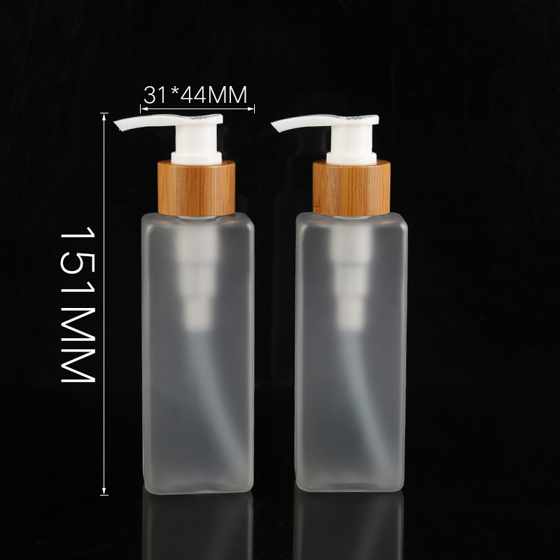120ml Frosted Pet Emulsion Dispenser Bottle Bamboo Wood Pump Bottle Hand Sanitizer Shower Gel Bottle Daily Chemical Packaging Materials