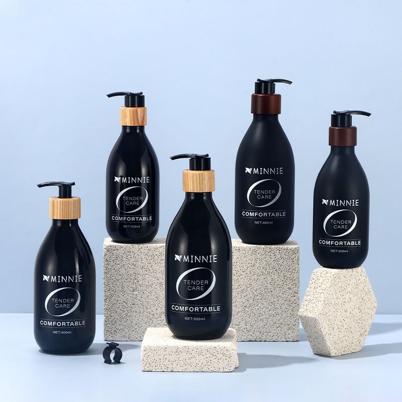 500ml Pressed Shampoo Bottle Empty Bottle Lotion Bottle Walnut Pump Head Pet Bottle Body Wash Dispenser Bottle