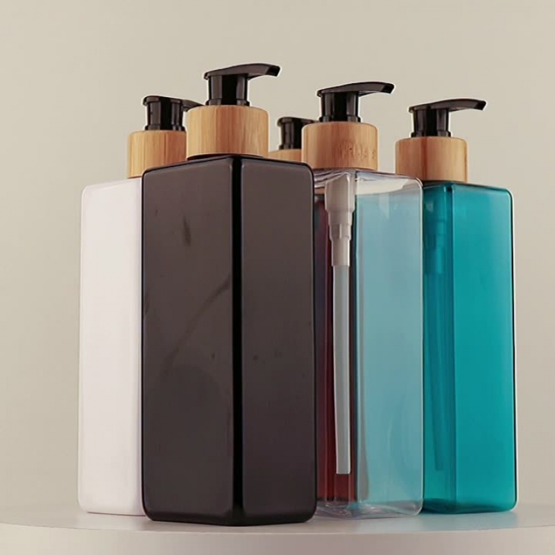500ml Shampoo Bottle Body Wash Dispenser Bottle Black Bamboo Emulsion Pump Head Bottle Conditioner Hand Sanitizer Empty Bottle