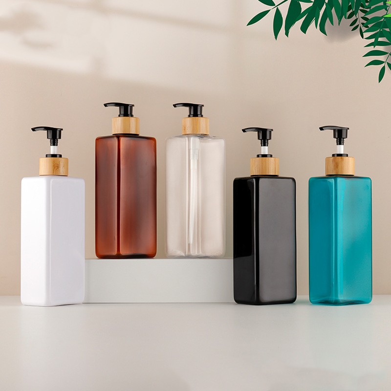 500ml Shampoo Bottle Body Wash Dispenser Bottle Black Bamboo Emulsion Pump Head Bottle Conditioner Hand Sanitizer Empty Bottle
