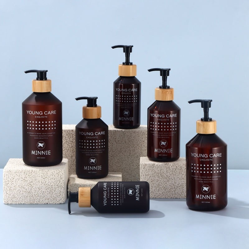Press Lotion Bottle 500ml Shampoo Bottle Brown Plastic Empty Bottle 300ml Press Bottle Scrub Pet Bottle