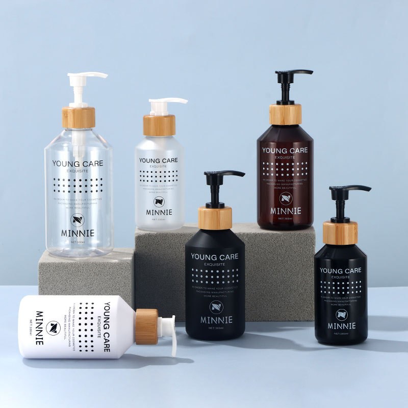 Press Lotion Bottle 500ml Shampoo Bottle Brown Plastic Empty Bottle 300ml Press Bottle Scrub Pet Bottle