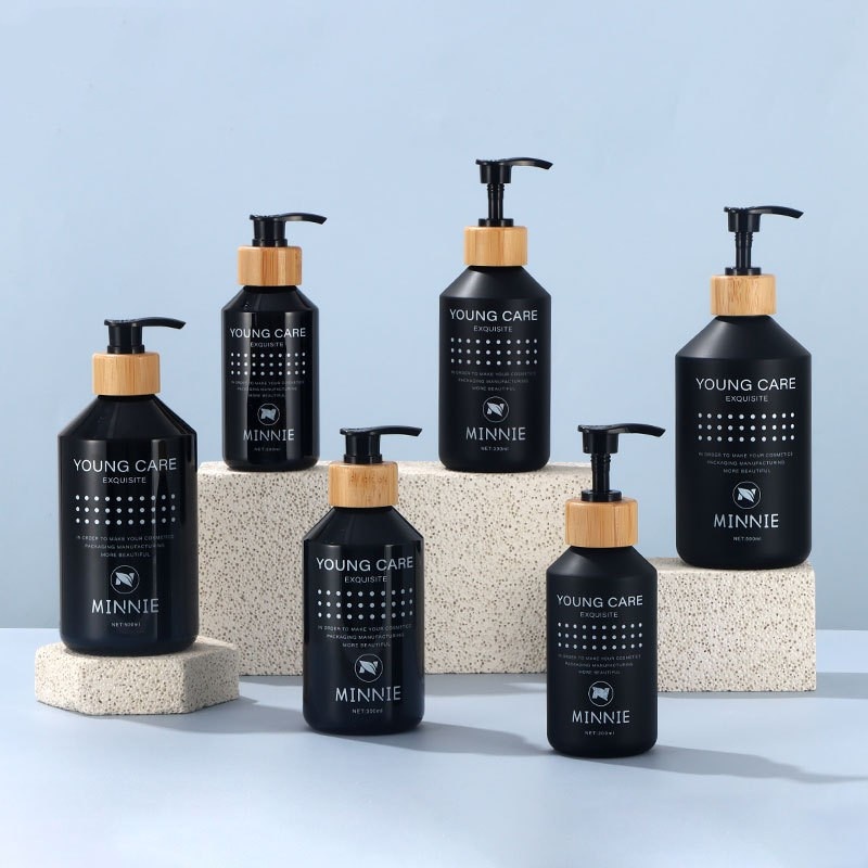 Press Lotion Bottle 500ml Shampoo Bottle Brown Plastic Empty Bottle 300ml Press Bottle Scrub Pet Bottle