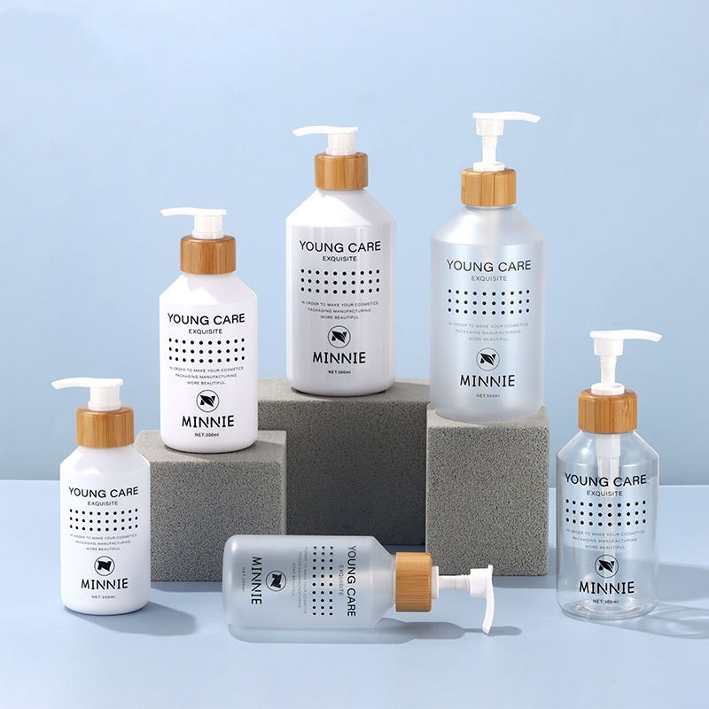 Press Lotion Bottle 500ml Shampoo Bottle Brown Plastic Empty Bottle 300ml Press Bottle Scrub Pet Bottle