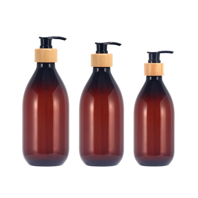 Black High Appearance Level 500ml Hand Sanitizer Bottle Light Luxury Bamboo Wood Pump Head Press Lotion Bottle 300ml Shampoo Bottle