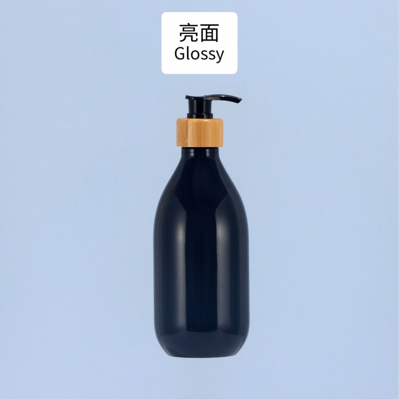 Black High Appearance Level 500ml Hand Sanitizer Bottle Light Luxury Bamboo Wood Pump Head Press Lotion Bottle 300ml Shampoo Bottle