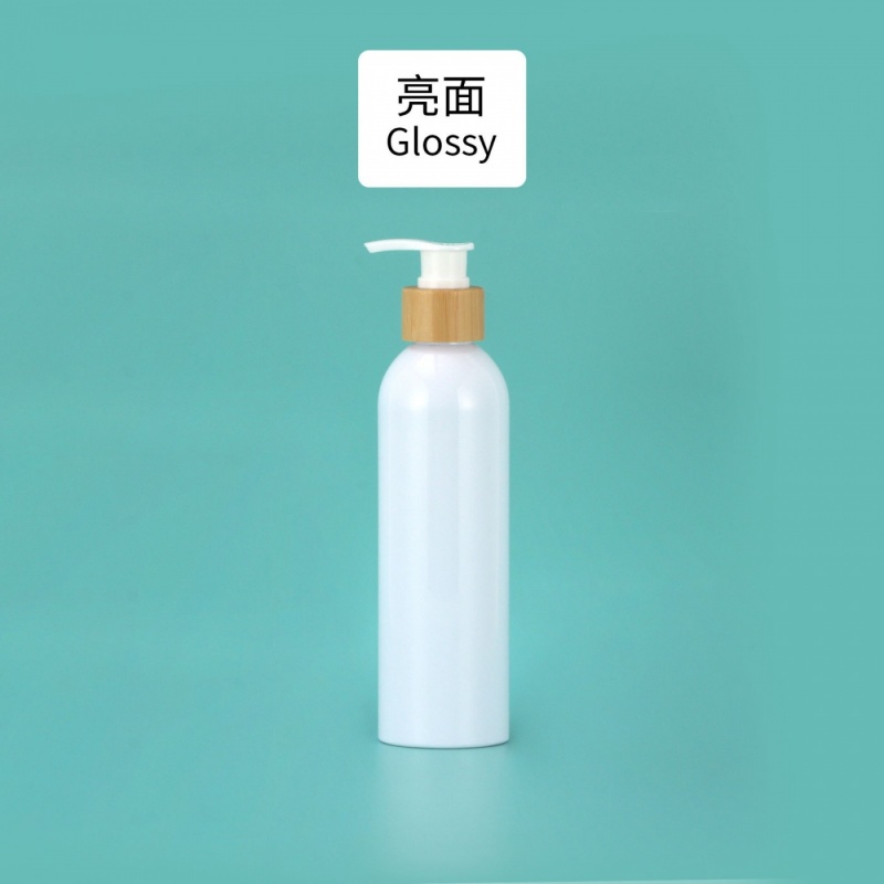 Stock 200ml250ml300ml Round Shoulder Bamboo Press Emulsion Bottle Cosmetic Dispenser Bottle Scrub Pet Bottle