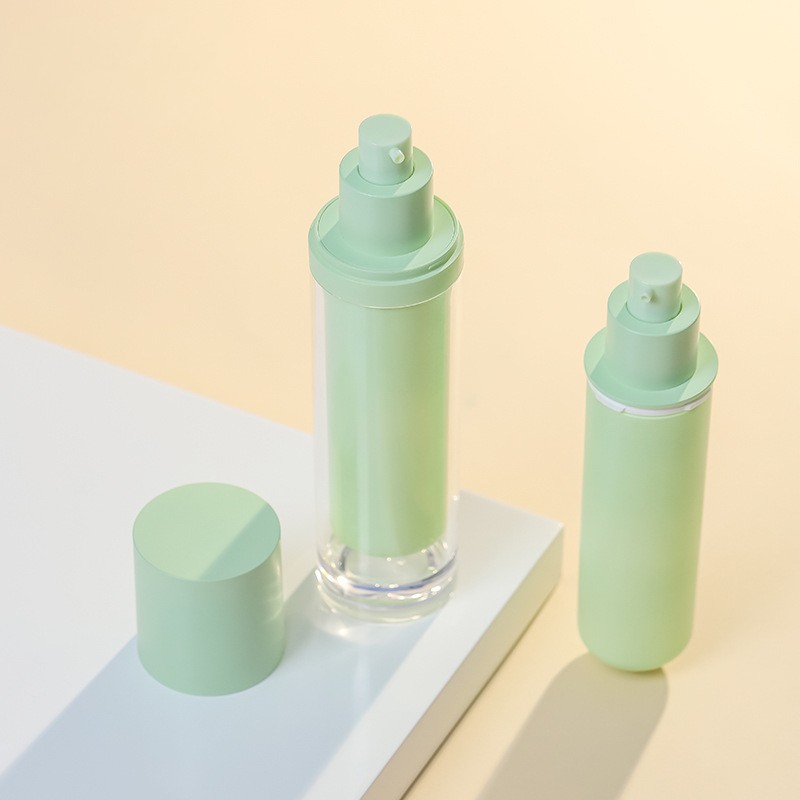 Custom Replaceable Green Inner Vacuum Bottle Replace Filling Cream Bottle Acrylic Emulsion Bottle Dispenser Bottle