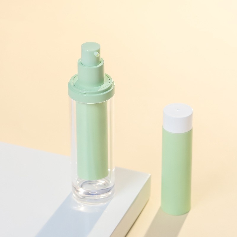Custom Replaceable Green Inner Vacuum Bottle Replace Filling Cream Bottle Acrylic Emulsion Bottle Dispenser Bottle