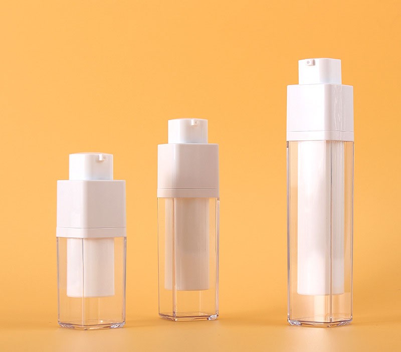 15 30 50mlAS Square Rotary Vacuum Bottle, Press-Type Lotion Bottle, Portable Vacuum Cosmetic Packaging Material
