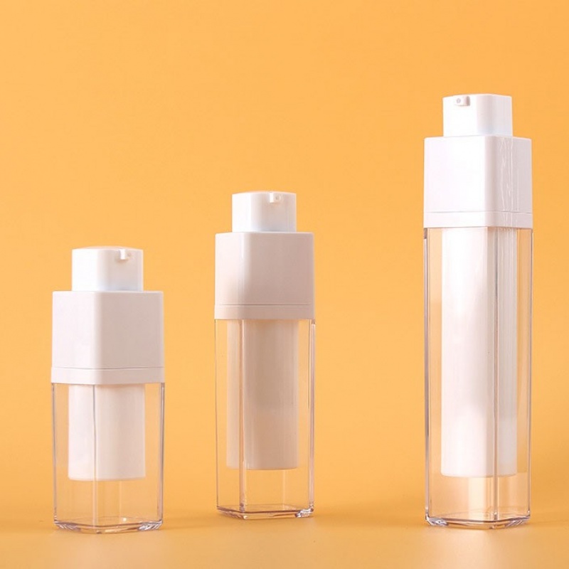 15 30 50mlAS Square Rotary Vacuum Bottle, Press-Type Lotion Bottle, Portable Vacuum Cosmetic Packaging Material