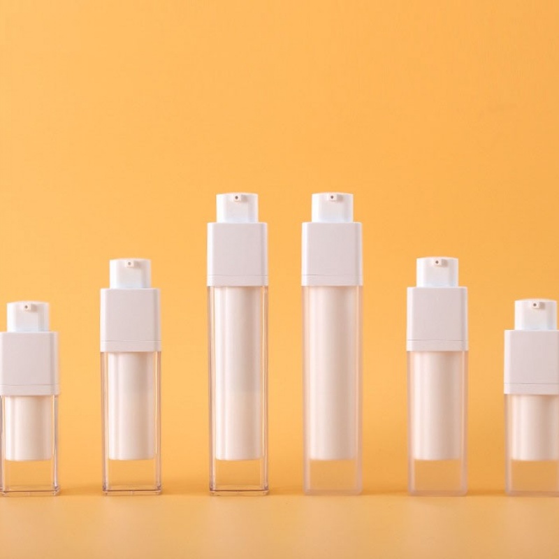 15 30 50mlAS Square Rotary Vacuum Bottle, Press-Type Lotion Bottle, Portable Vacuum Cosmetic Packaging Material