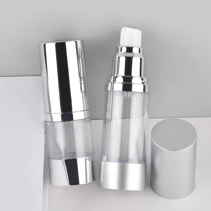 15ml 30ml 50ml U-shaped UV hot stamping silver transparent airless bottle emulsion pump bottle