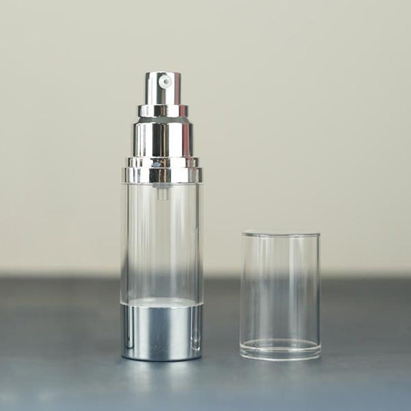 15ml 30ml 50ml U-shaped UV hot stamping silver transparent airless bottle emulsion pump bottle
