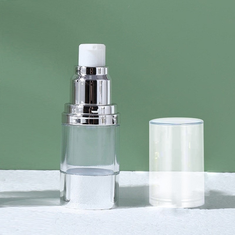 15ml 30ml 50ml U-shaped UV hot stamping silver transparent airless bottle emulsion pump bottle