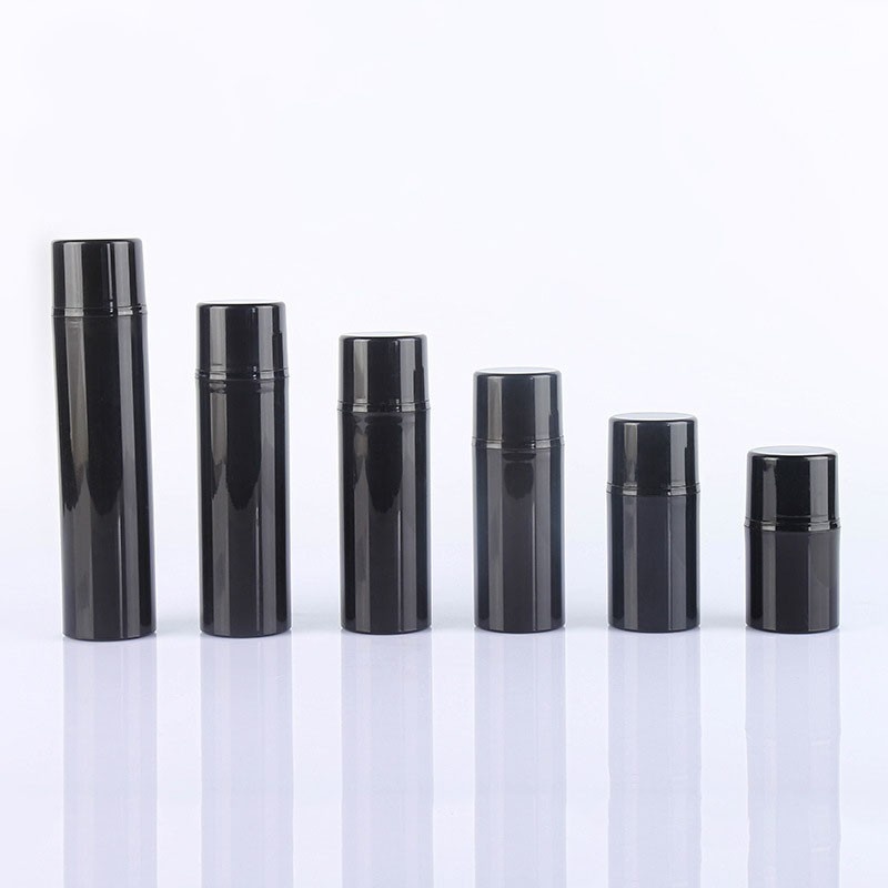 Hot-selling black chubby PP airless bottle, multi-size essence pump bottle, lotion dispensing bottle