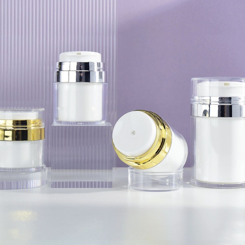 Acrylic face cream vacuum bottle, double-layer plastic cream bottle, cosmetic packaging airless cream bottle
