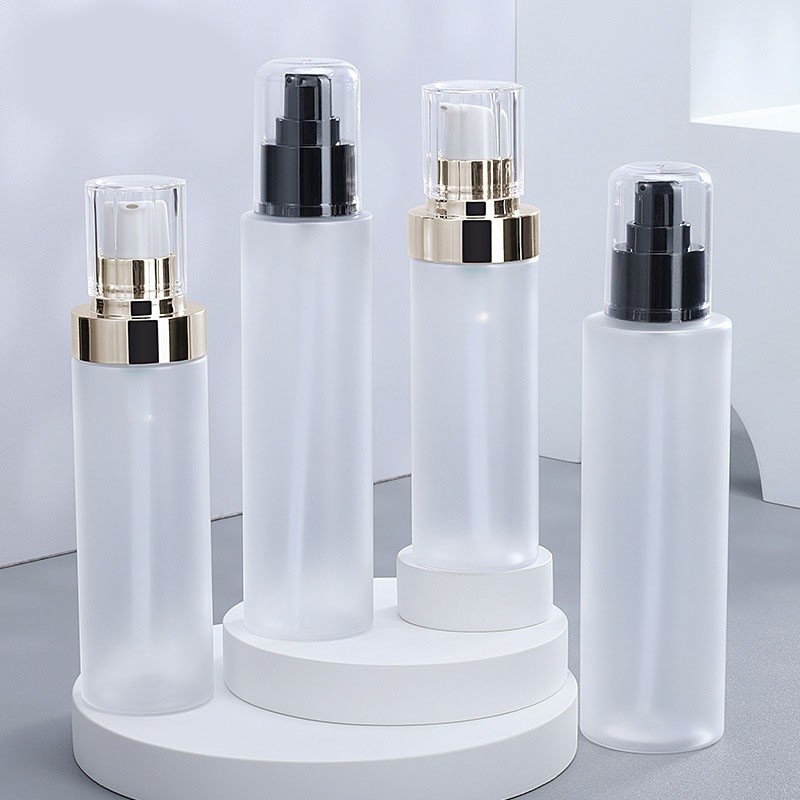 100/120/150ml frosted PET plastic gold-plated pump lotion bottle