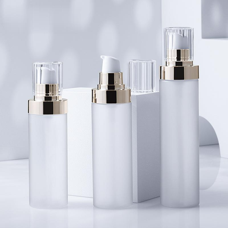 100/120/150ml frosted PET plastic gold-plated pump lotion bottle