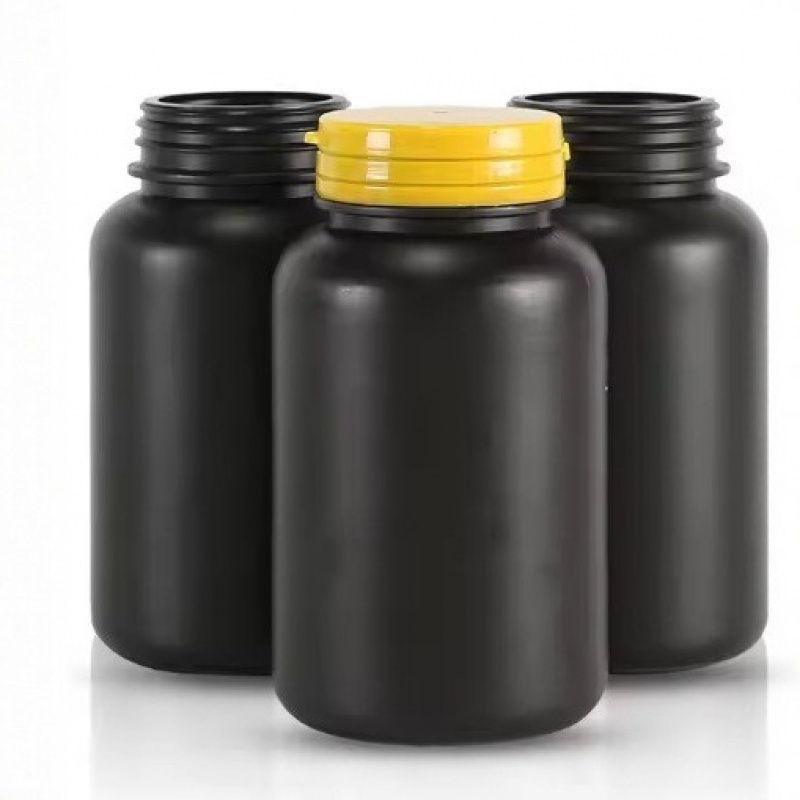 Tear-off cap HDPE black capsule bottle plastic capsule bottle white solid packaging bottle