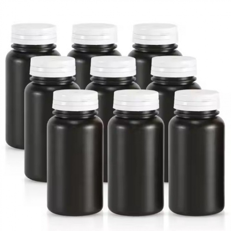 Tear-off cap HDPE black capsule bottle plastic capsule bottle white solid packaging bottle