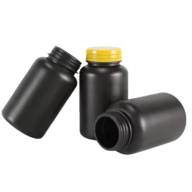 Tear-off cap HDPE black capsule bottle plastic capsule bottle white solid packaging bottle