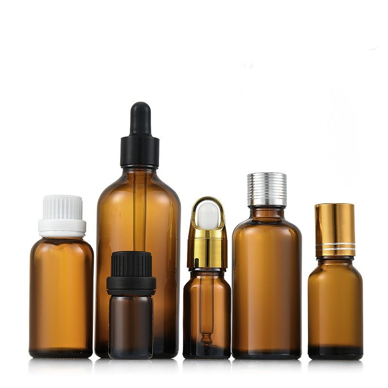 5/10/15/20/30/50/100ML Brown glass essential oil bottles, empty bottles, brown light-proof, sealed dropper bottles, cosmetic sample bottles