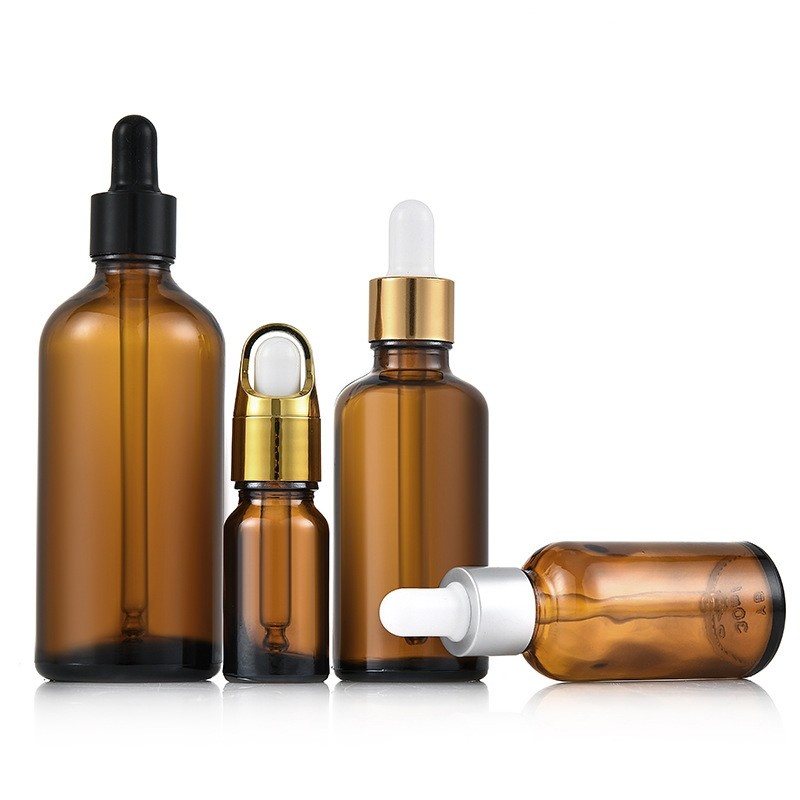 5/10/15/20/30/50/100ML Brown glass essential oil bottles, empty bottles, brown light-proof, sealed dropper bottles, cosmetic sample bottles