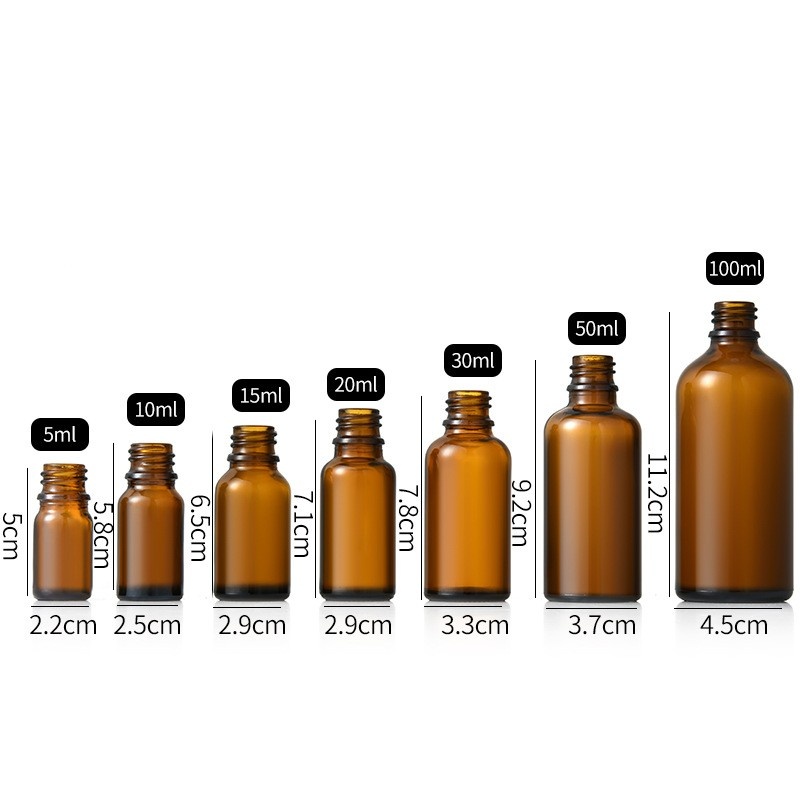 5/10/15/20/30/50/100ML Brown glass essential oil bottles, empty bottles, brown light-proof, sealed dropper bottles, cosmetic sample bottles