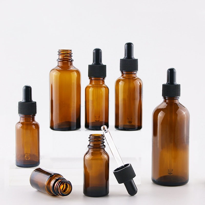 5-100ml amber dropper glass essential oil bottle, brown glass dispensing bottle, essence hydrosol cosmetic bottle