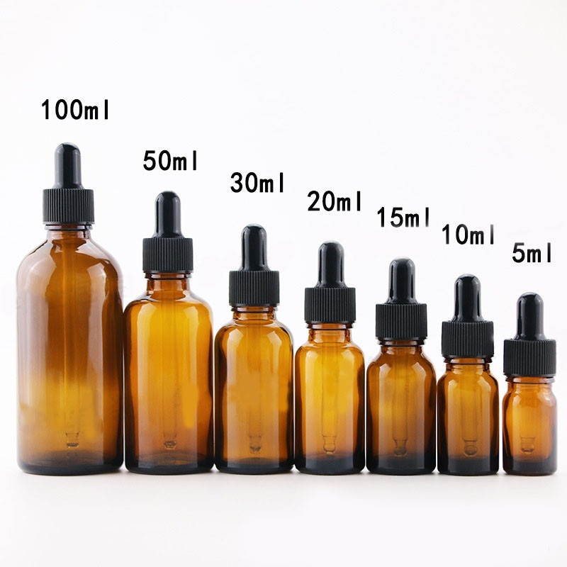 5-100ml amber dropper glass essential oil bottle, brown glass dispensing bottle, essence hydrosol cosmetic bottle