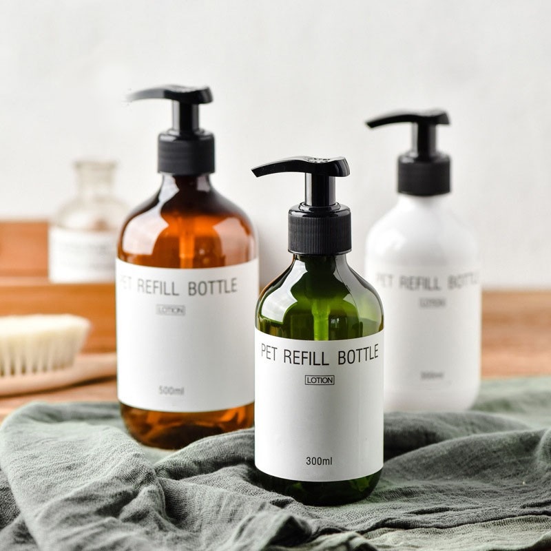 Hot-selling 300ml & 500ml large-capacity PET dispensing bottles with push-button opening for lotion, shampoo, and body wash.
