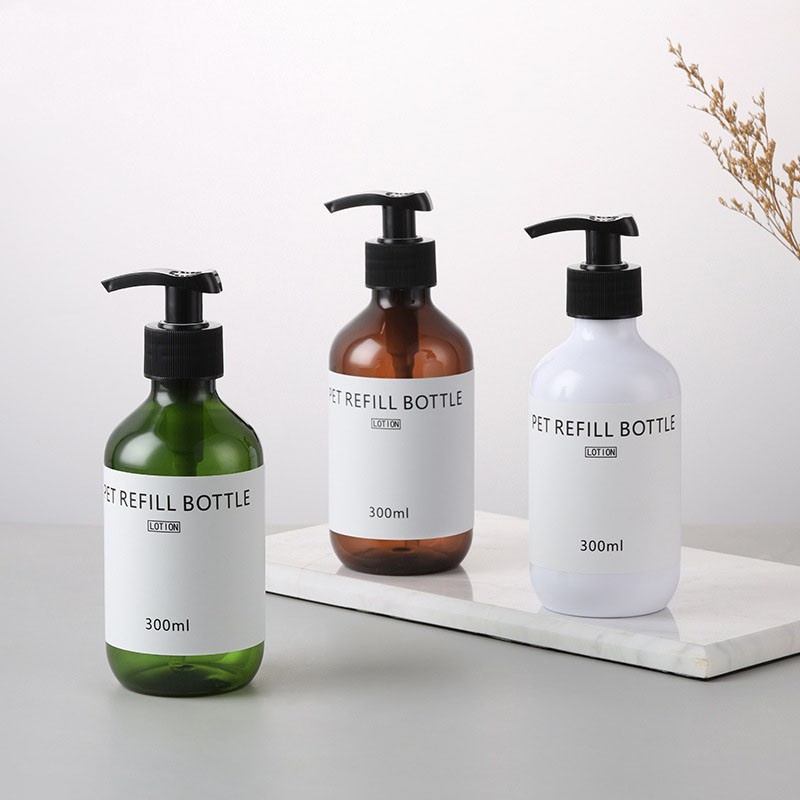 Hot-selling 300ml & 500ml large-capacity PET dispensing bottles with push-button opening for lotion, shampoo, and body wash.