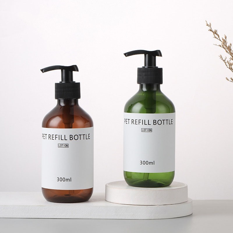 Hot-selling 300ml & 500ml large-capacity PET dispensing bottles with push-button opening for lotion, shampoo, and body wash.