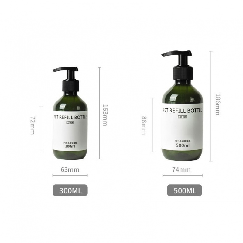 Hot-selling 300ml & 500ml large-capacity PET dispensing bottles with push-button opening for lotion, shampoo, and body wash.