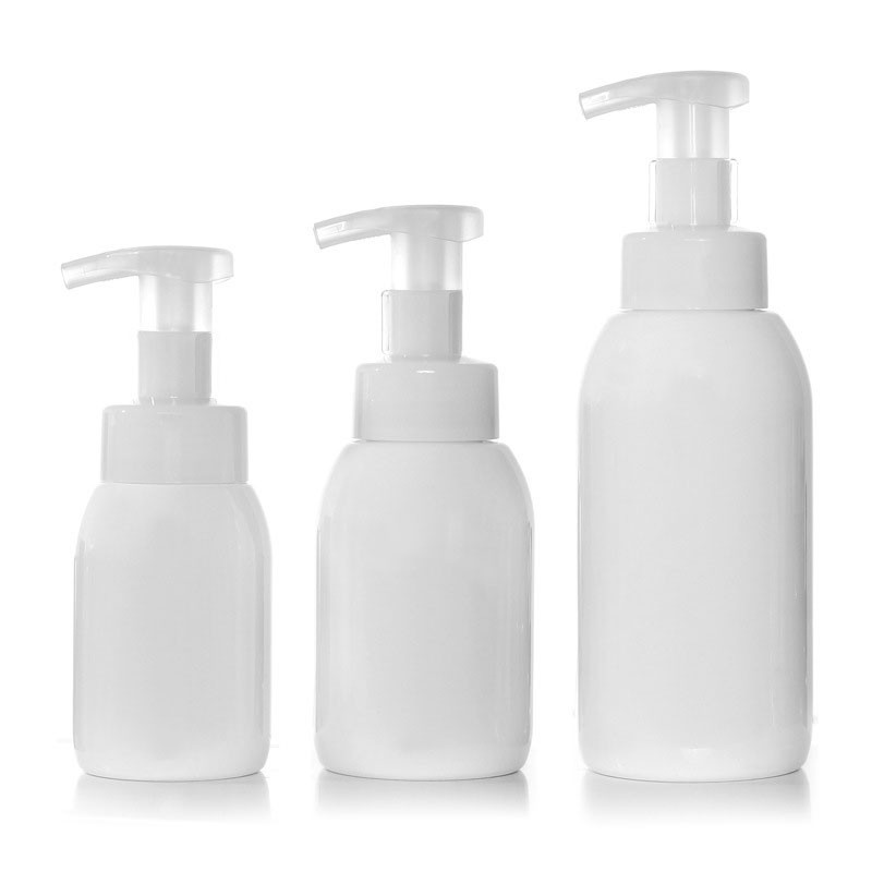 PET round-shoulder foam bottles, 200ml, 300ml, large capacity 500ml, mousse foaming bottles, shower gel dispensers.