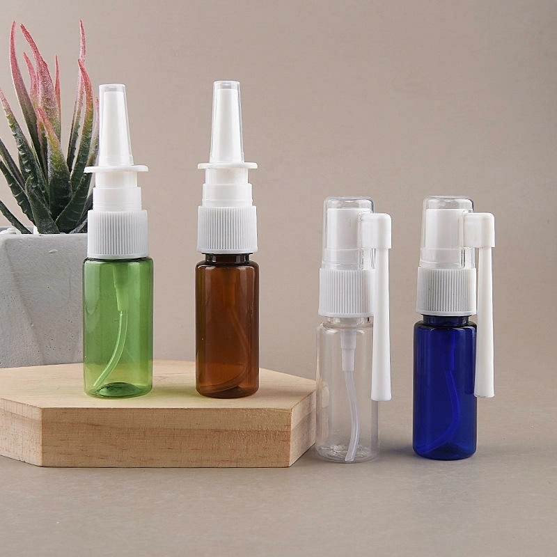 Hot-selling 10/20/30/50ml PET spray dispensing bottle, fine mist, transparent white plastic spray bottle, small nasal spray bottle
