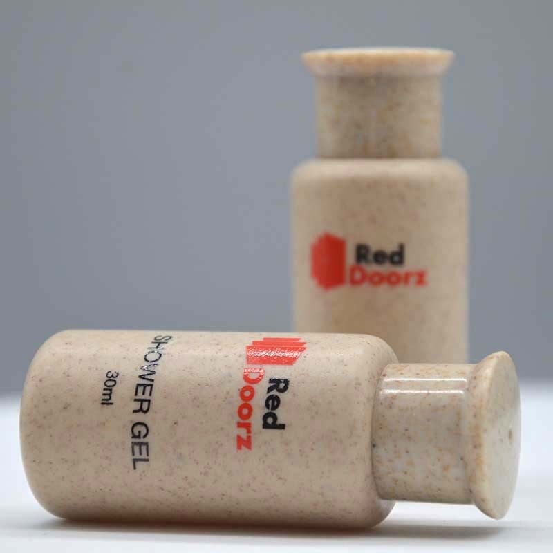 Degradable Straw Shampoo Bottle Hotel Washing Care Packaging Straw Empty Bottle Wheat Straw Dispenser Bottle